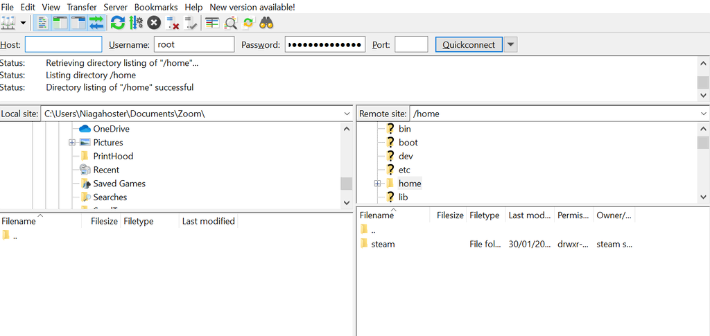 FileZilla-user-interface